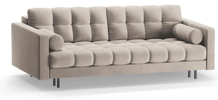 Bézs bársony kinyitható tárolóhelyes kanapé 222 cm Bali – Cosmopolitan Design