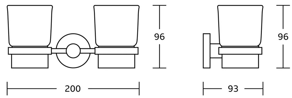 AQUALINE Samba SB205  dupla pohártartó ,tejüveg, fekete tartóval