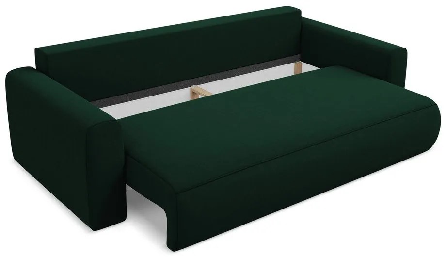 Zöld bársony kinyitható-tárolóhelyes kanapé 238 cm Kapua – Makamii