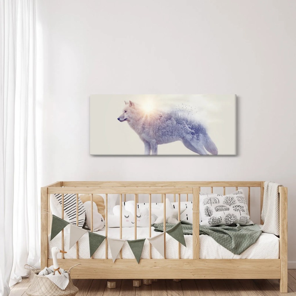 Kép - Vad tájakat tükröző sarkvidéki farkas (120x50 cm)