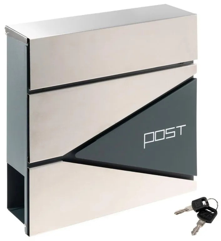 Postaláda újságtartóval ezüst 2 kulccsal