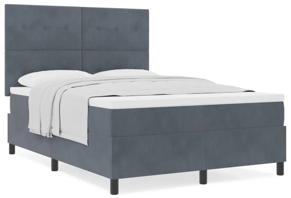 Boxspring Ágy Matracokkal Sötétszürke 160x200 cm Bársony