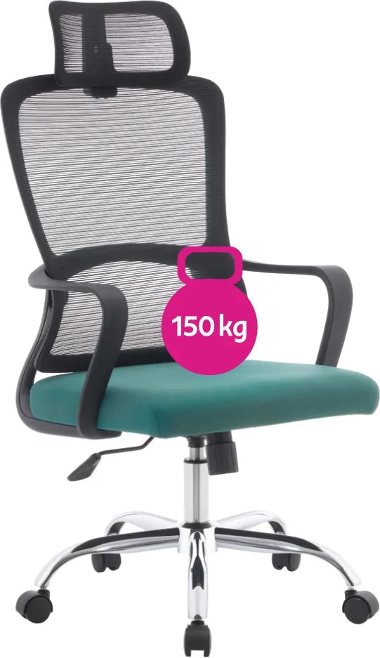 Irodai szék, fekete/zöld/króm, teherbírás 150 kg, RANDY