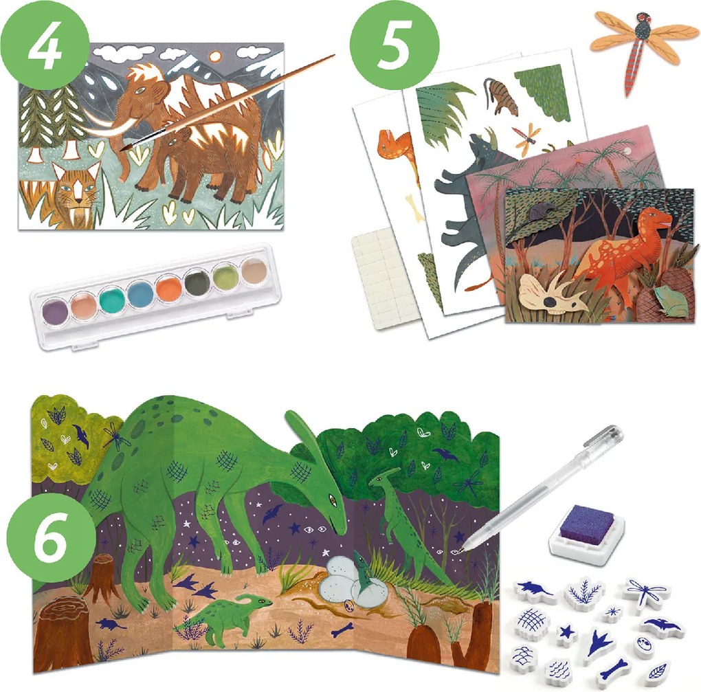 Kreatív műhely - 6 technika 1 dobozban - Dinoszauruszok világa - Dino Box