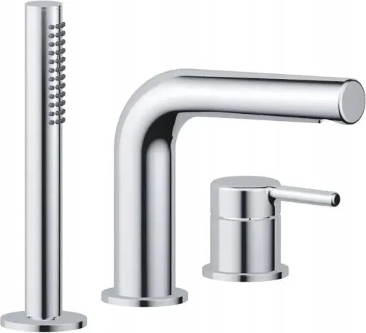 Kádtöltő Csaptelep Álló Zuhanyzóval Króm 3 Lyukú Kád Sárgaréz