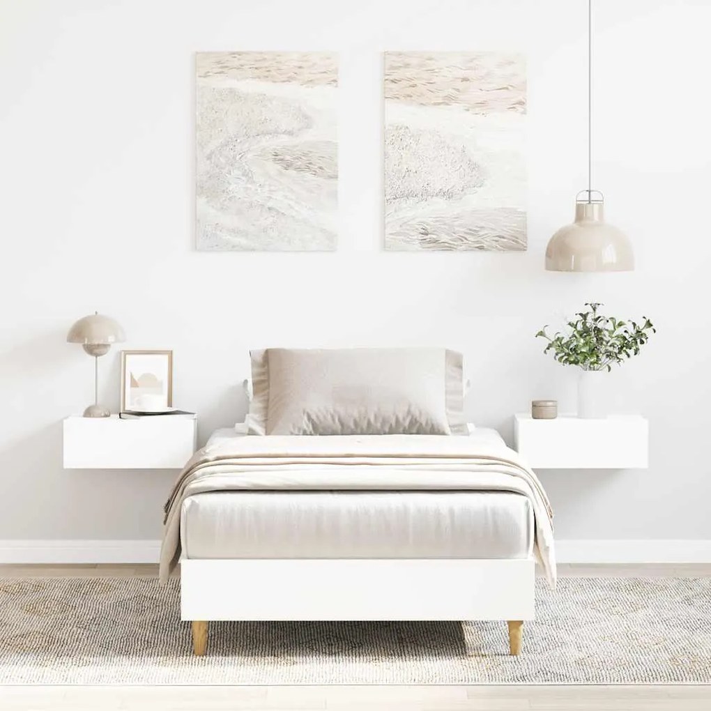 fehér szerelt fa ágykeret matrac nélkül 90 x 200 cm