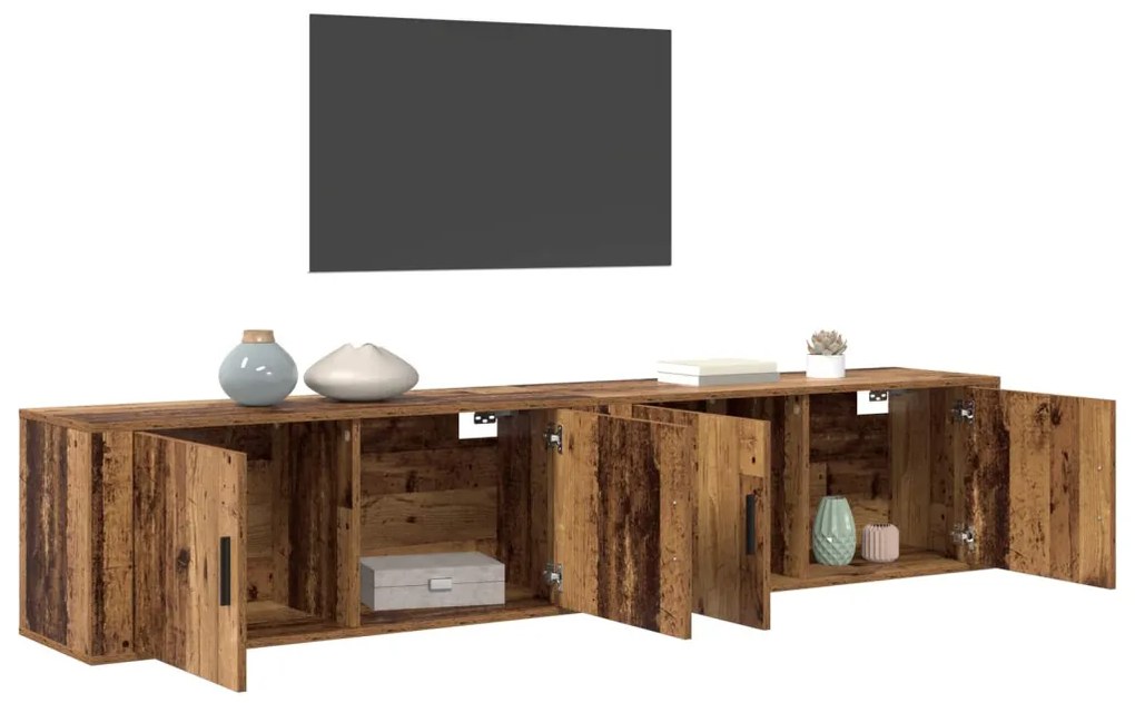 vidaXL Fali TV szekrény szett 2 pcs Öreg fa 100 x 34,5 x 40 cm Faanyag