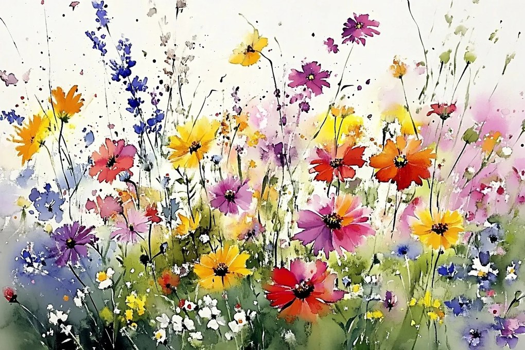 Fotótapéta Flizelina Természet Nyár Színes Virágok Rét Kert 416x254 ragasztó