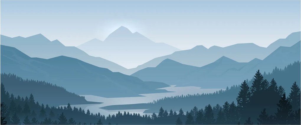 Kép - a hegyek grafikája (120x50 cm)