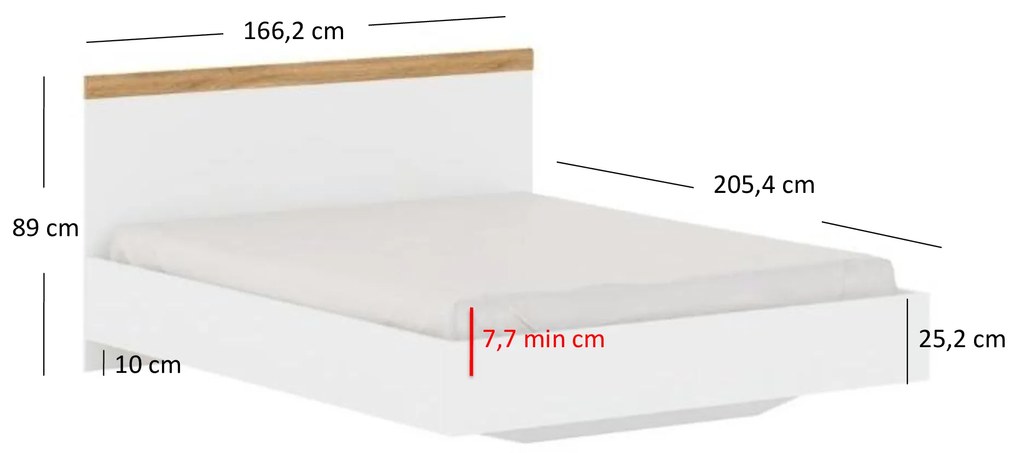 Franciaágy 160 cm Vina (fehér + wotan tölgy) (matrac és ágyrács nélkül). Akció -15%. 1053364