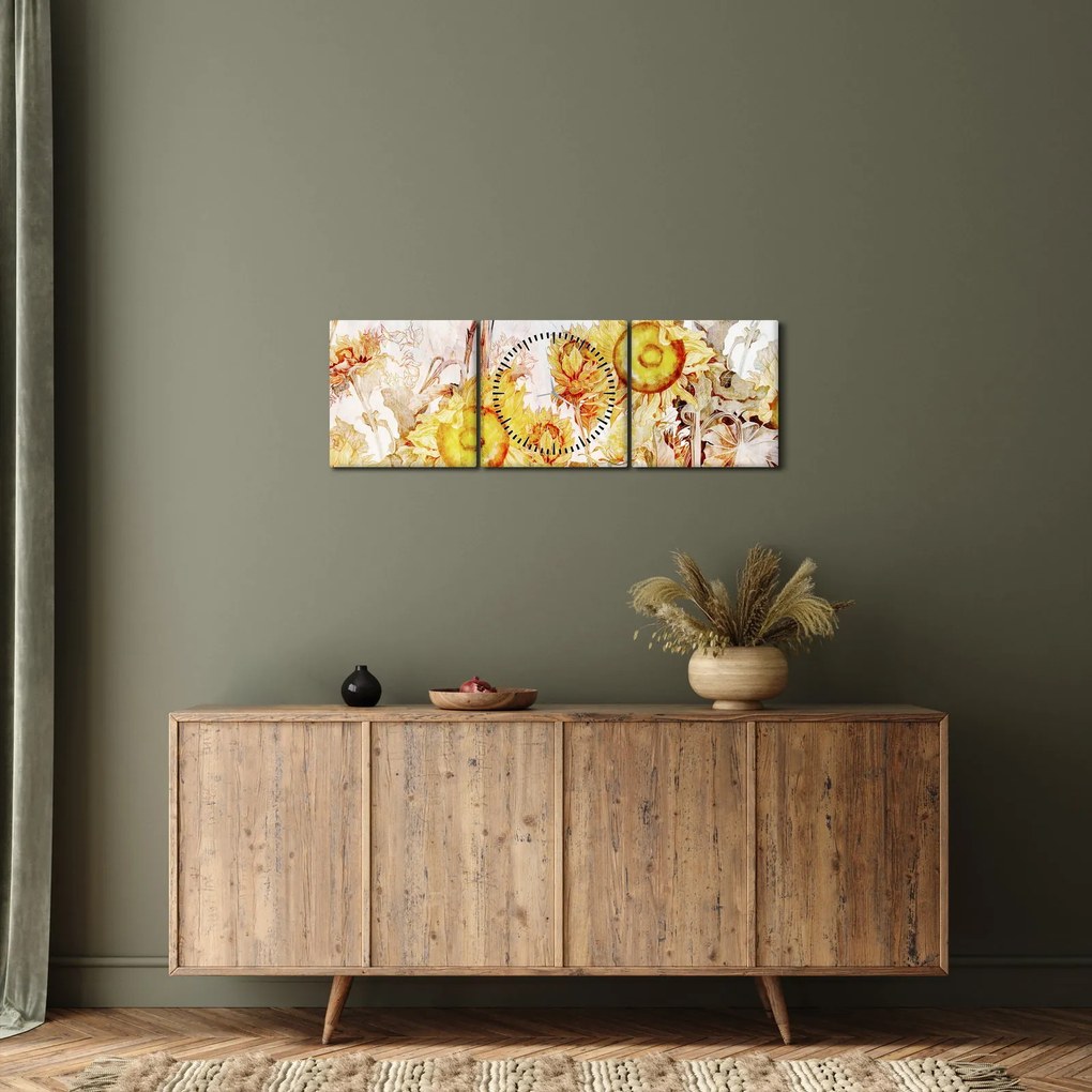 Kép - Napraforgó, festmény (órával) (90x30 cm)