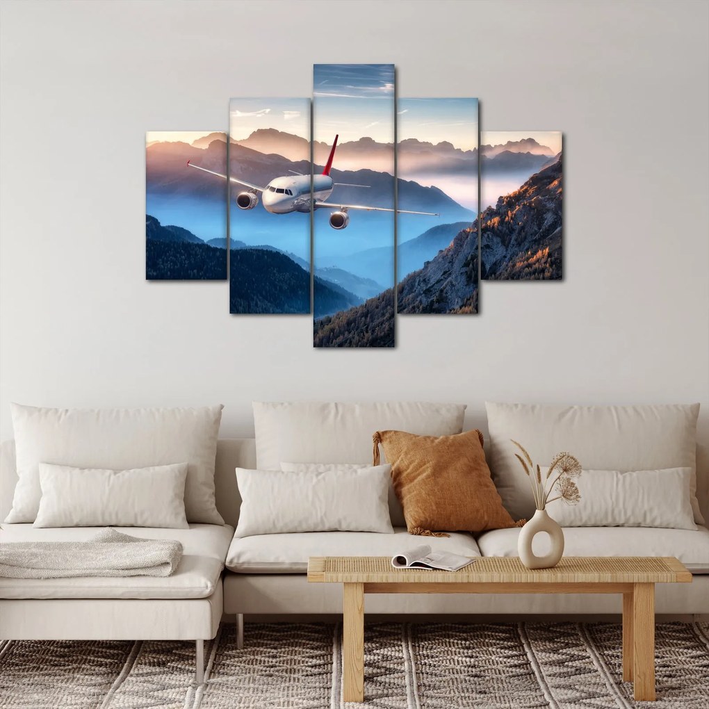 Kép - Repülőgép a hegycsúcsok felett (150x105 cm)