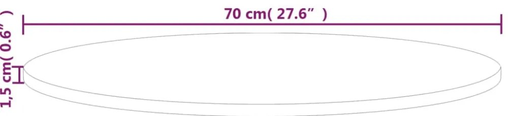 kerek kezeletlen tömör tölgyfa asztallap Ø70 x 1,5 cm