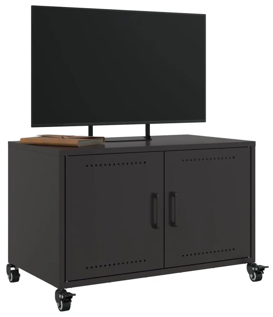 fekete acél TV-szekrény 68 x 39 x 43,5 cm