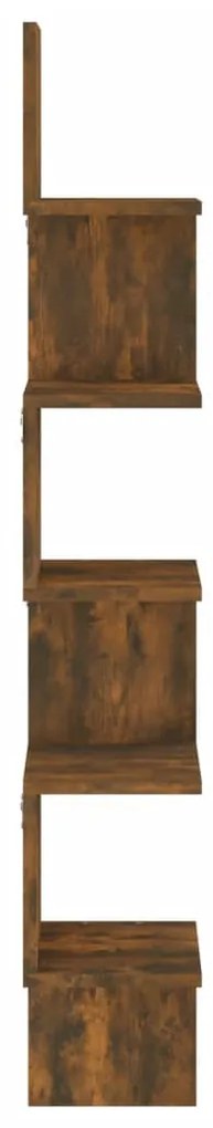 füstös tölgy színű szerelt fa fali sarokpolc 20x20x127,5 cm