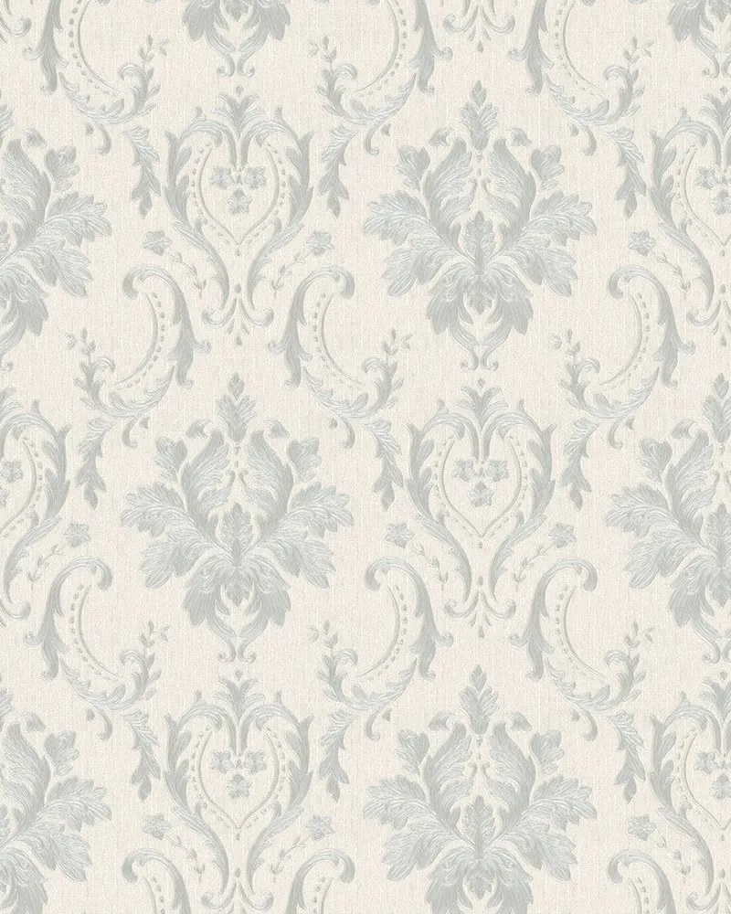 Vinil tapéta flizelinen, krémszínű damaszt motívummal