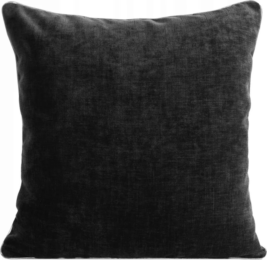 Dekoratív párnahuzat 45X45 fekete, ezüst szegéllyel