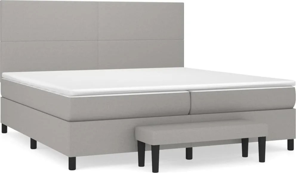 vidaXL világosszürke szövet rugós ágy matraccal 200 x 200 cm