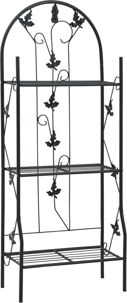 vidaXL háromszintes fekete vas virágtartó állvány 52 x 28 x 128 cm