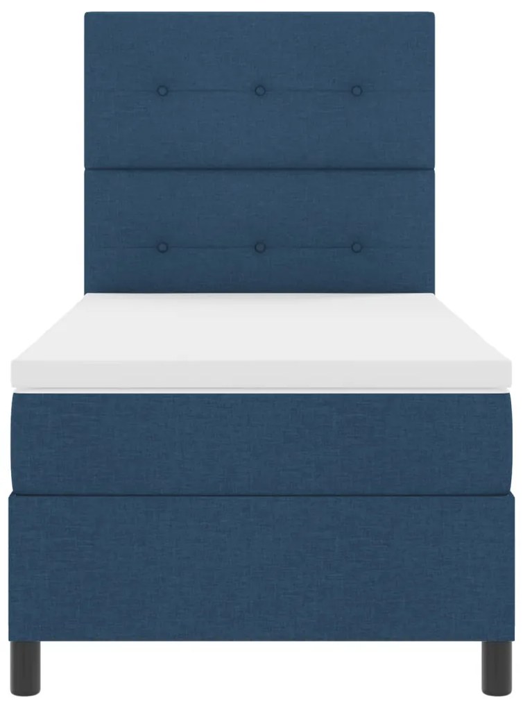 Rugós ágy matraccal és LED fénnyel, kék, 90 x 190 cm, textil