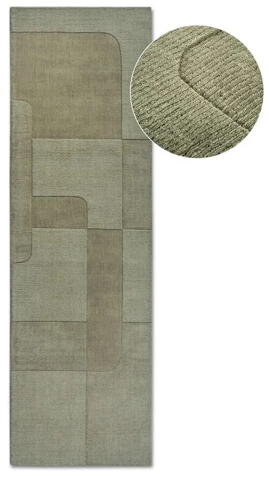 Zöld kézi szövésű gyapjú futószőnyeg 80x250 cm Charlotte – Villeroy&amp;Boch