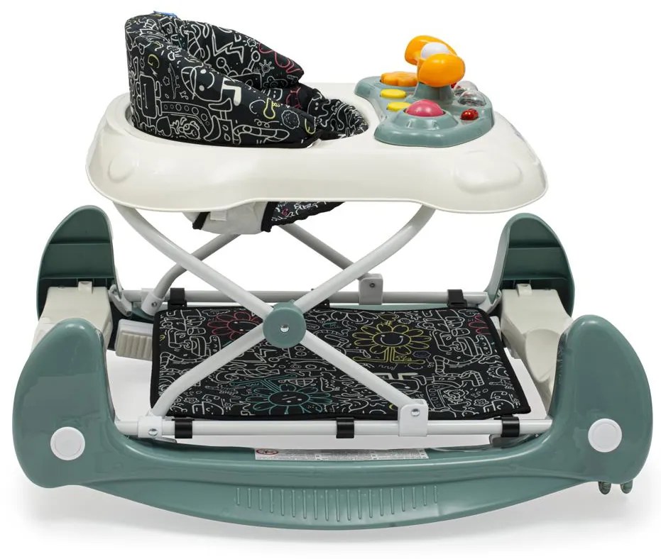 Gyerek bébikomp hintával szilikon kerekek Baby Mix zöld