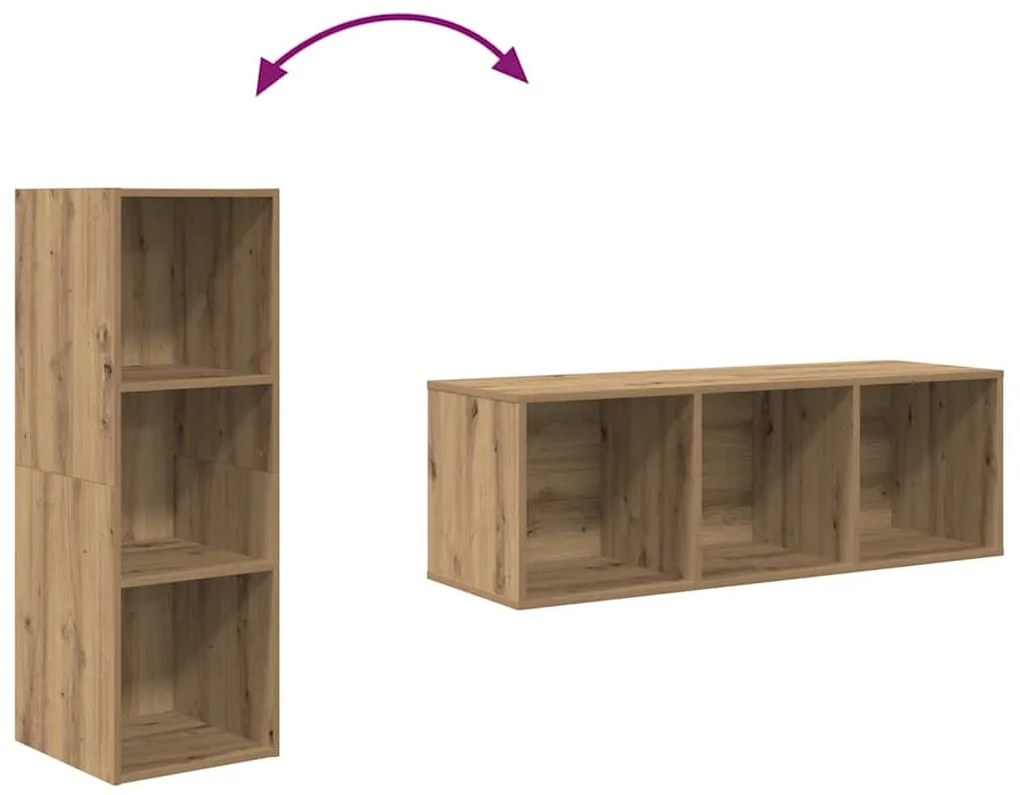 Fali TV Szekrény 4 pcs kézműves tölgy 37 x 37 x 107.5 cm
