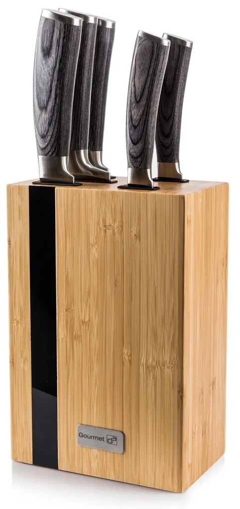 G21 Gourmet Rustic késkészlet 5 db + bambusz blokk