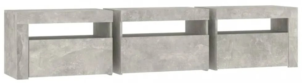 betonszürke TV-szekrény LED lámpákkal 180x35x40 cm
