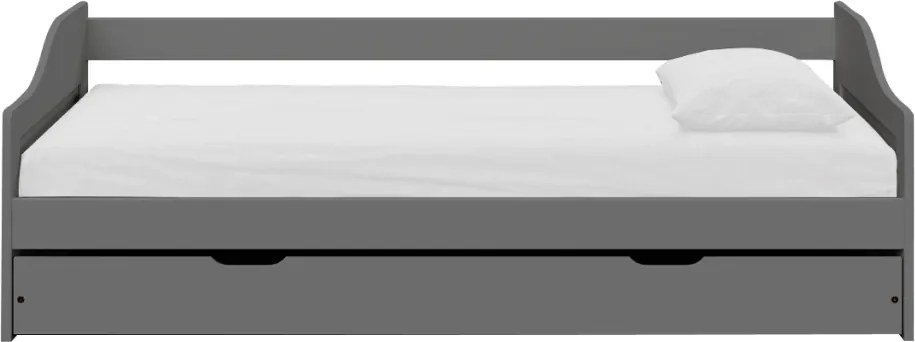 Ágy kihúzható pótággyal, szürke, tömörfa, 90x200, LAURA NEW