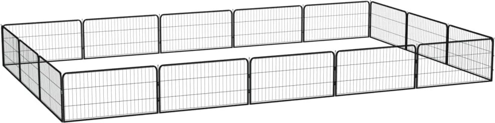 vidaXL 16-paneles fekete porszórt acél kutyakennel 100 x 50 cm