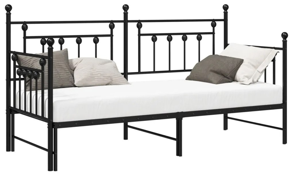 Kihúzható ágykeret fekete 80x200 cm acél