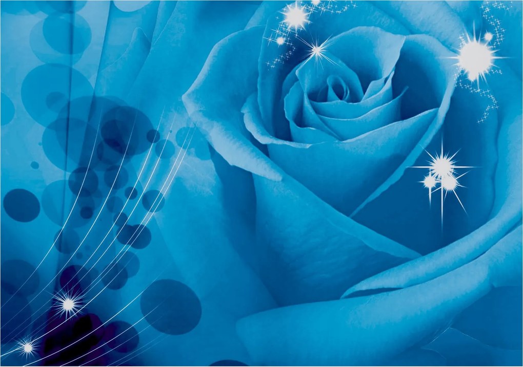 Tapéta Kék Rózsa Bokeh Vinyl 312x219 Álom Finomság Fal +ragasztó