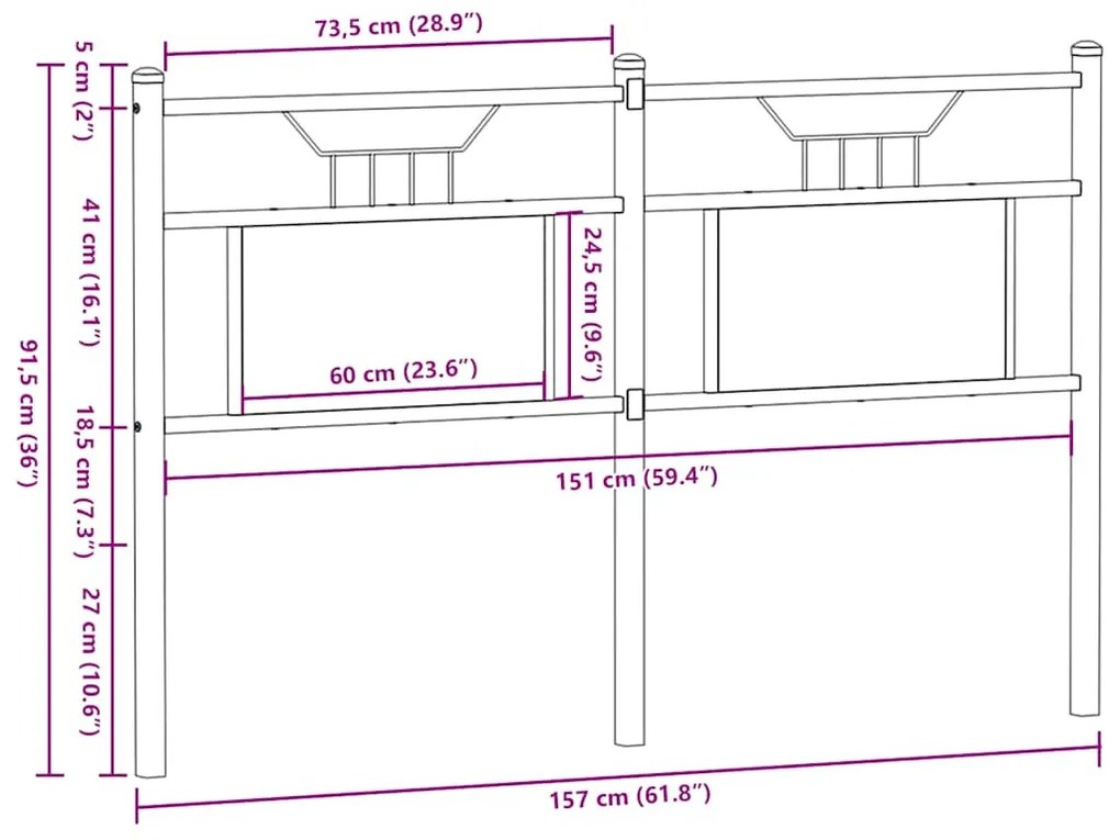 barna tölgy színű szerelt fa és acél fejtámla 150 cm