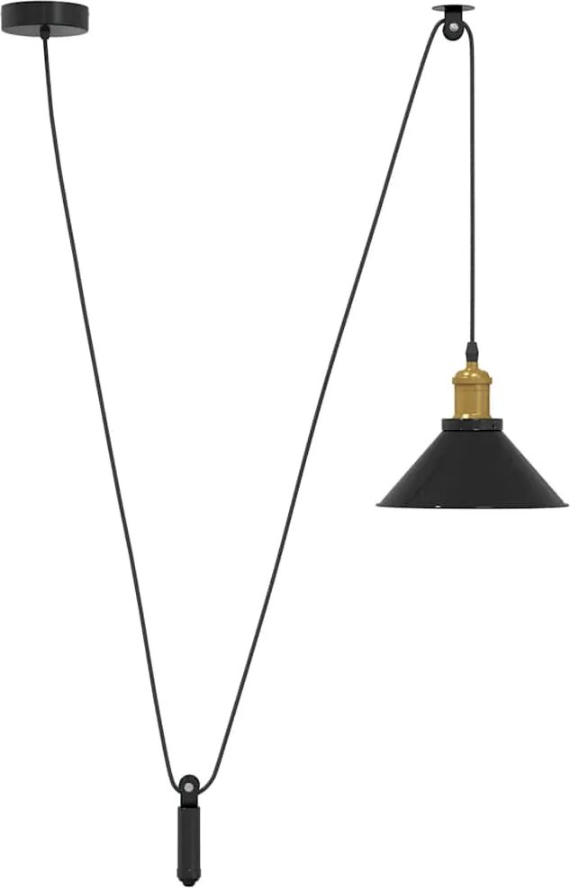 vidaXL függesztéklámpa magassága állítható E27 fényes fekete Ø22cm fém