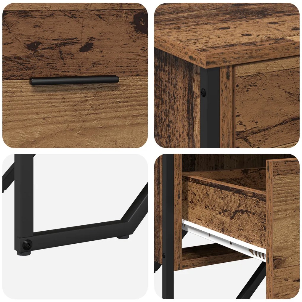 vidaXL Fiókos Szekrény Régi Fa 91x35.5x74.5 cm Szerelt Fa