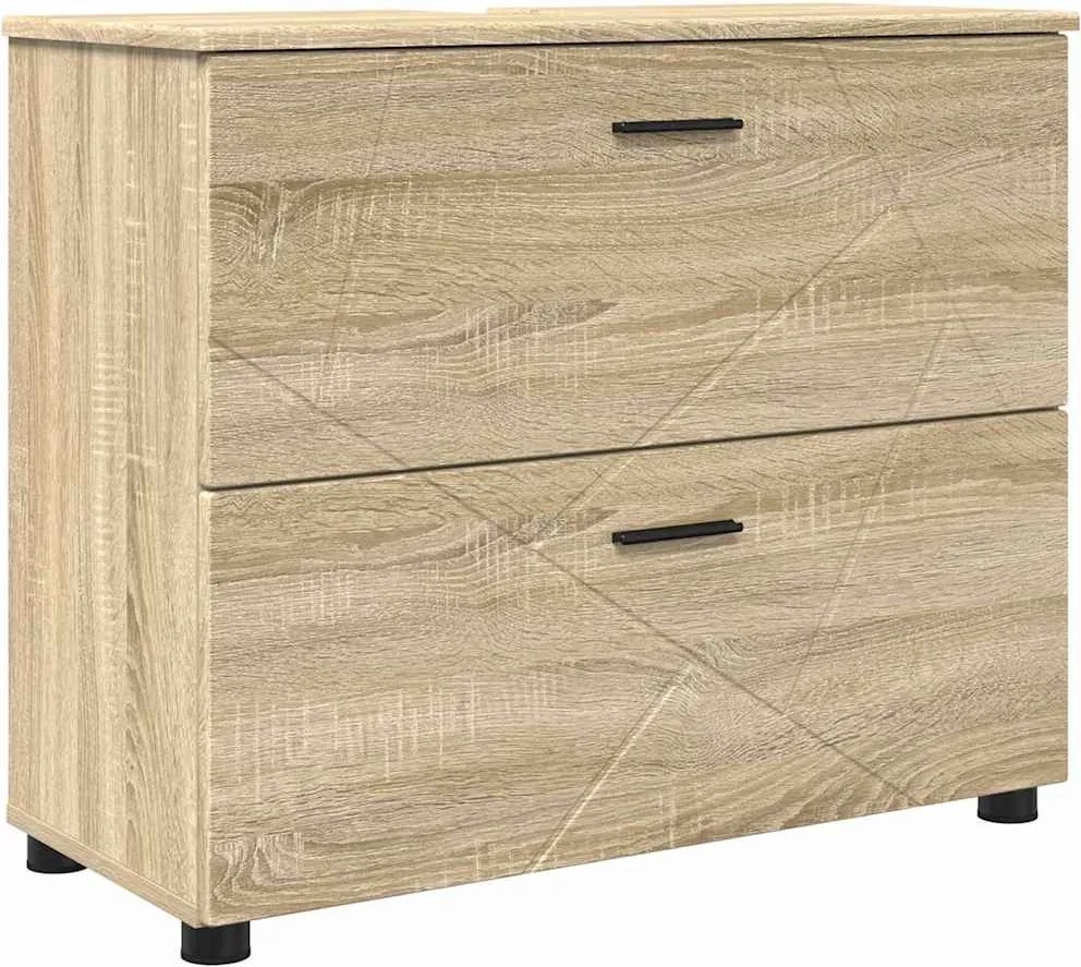vidaXL Fürdőszoba Székény Sonoma tölgy 76,5 x 35 x 64 cm Faanyag & Fém