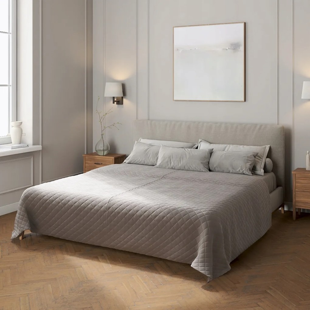 Dekoria Rombusz mintás steppelt ágytakaró szürke színben