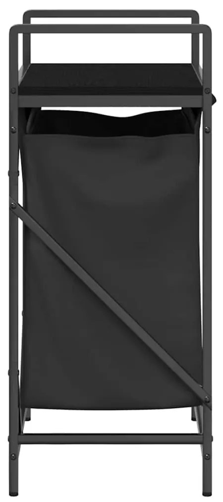 fekete tölgyfa mosodai kosár 1 rekeszes polccal