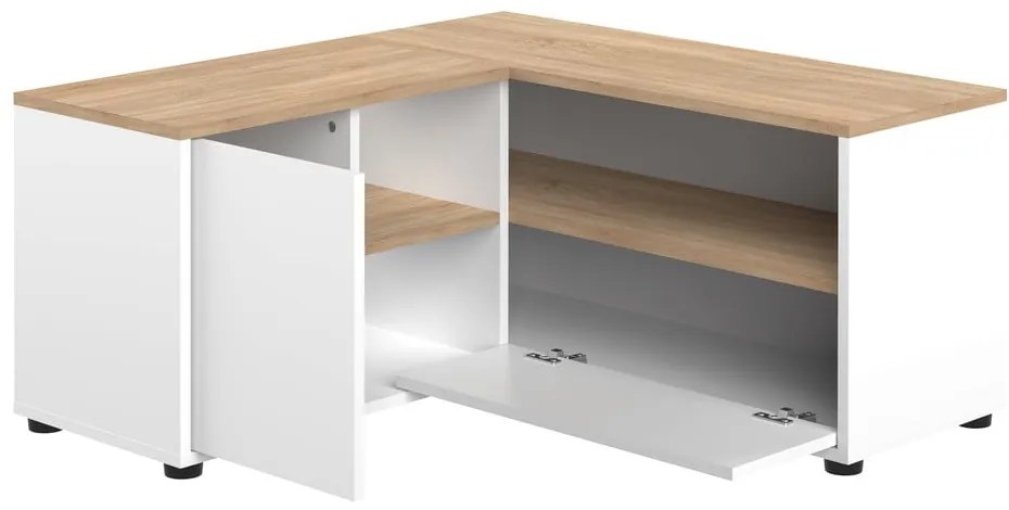 Fehér-natúr színű TV-állvány tölgyfa dekorral 90x45 cm Angle – TemaHome