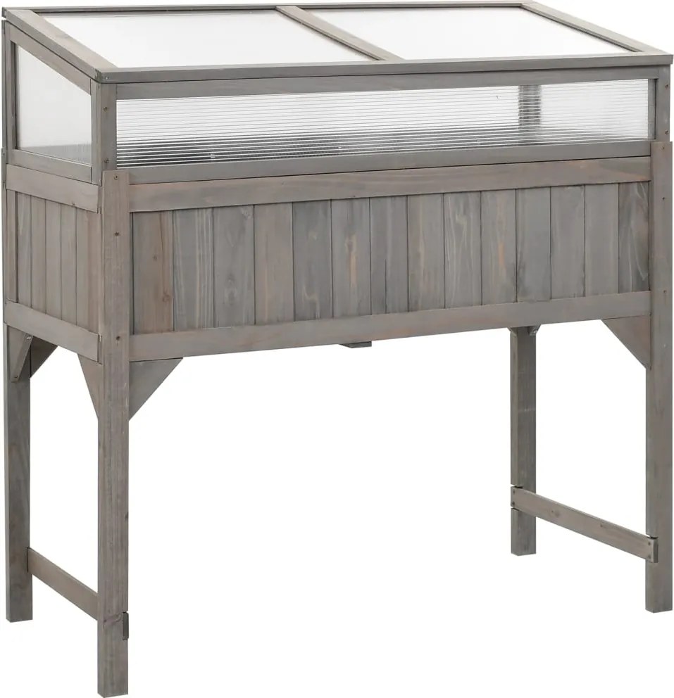 vidaXL tömör fenyőfa magaságyás melegházzal 110 x 54 x 120 cm