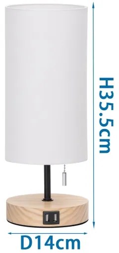 Aigostar - Asztali lámpa USB-porttal 1xE27/40W/230V fekete/krém