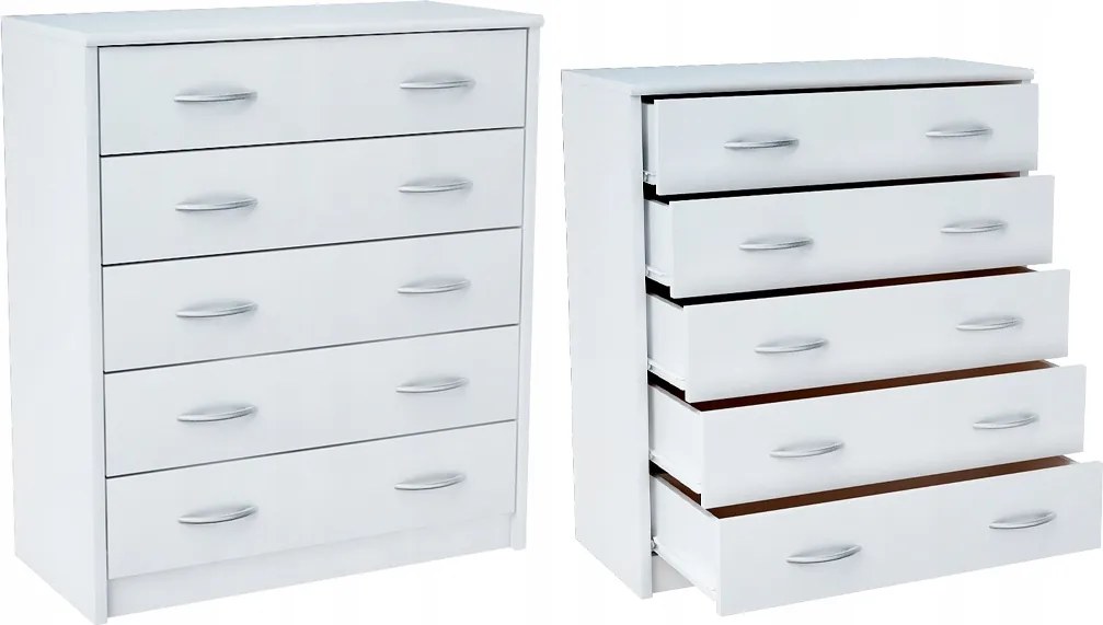 Komód Szekrény fehér fiókokkal K018 polc Fehér