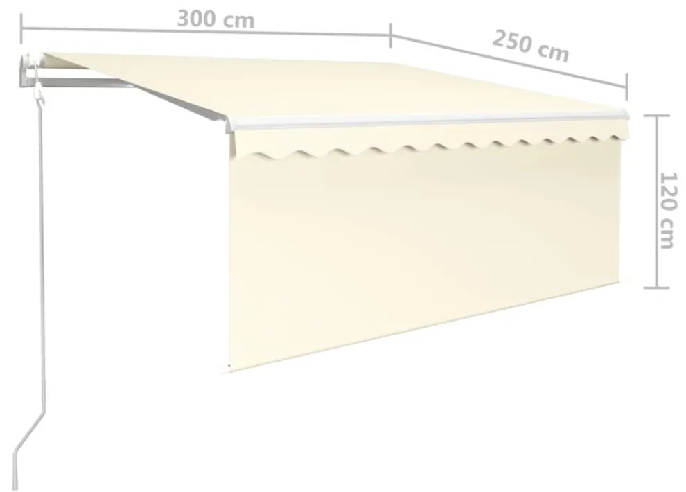 krémszínű automata kihúzható napellenző redőnnyel 3 x 2,5 m