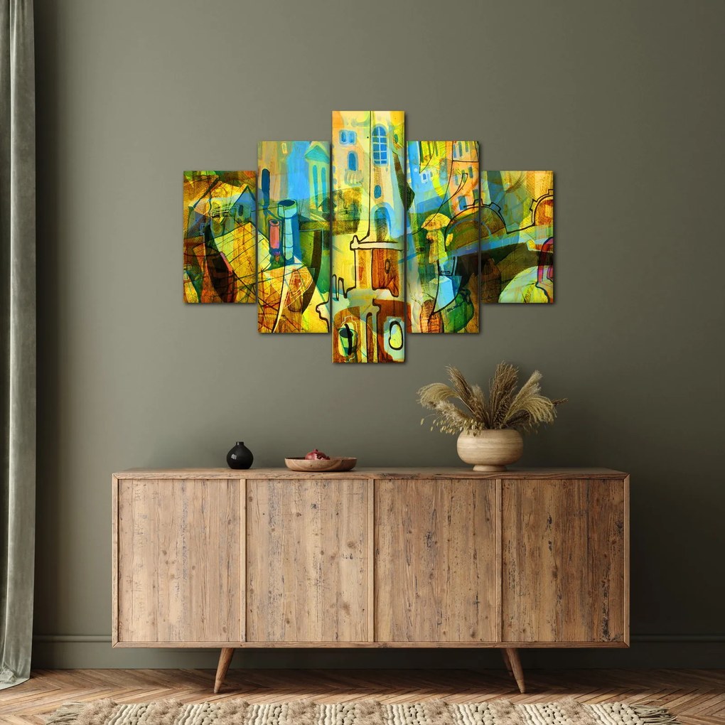 Kép - Építészet, kubista absztrakció (150x105 cm)