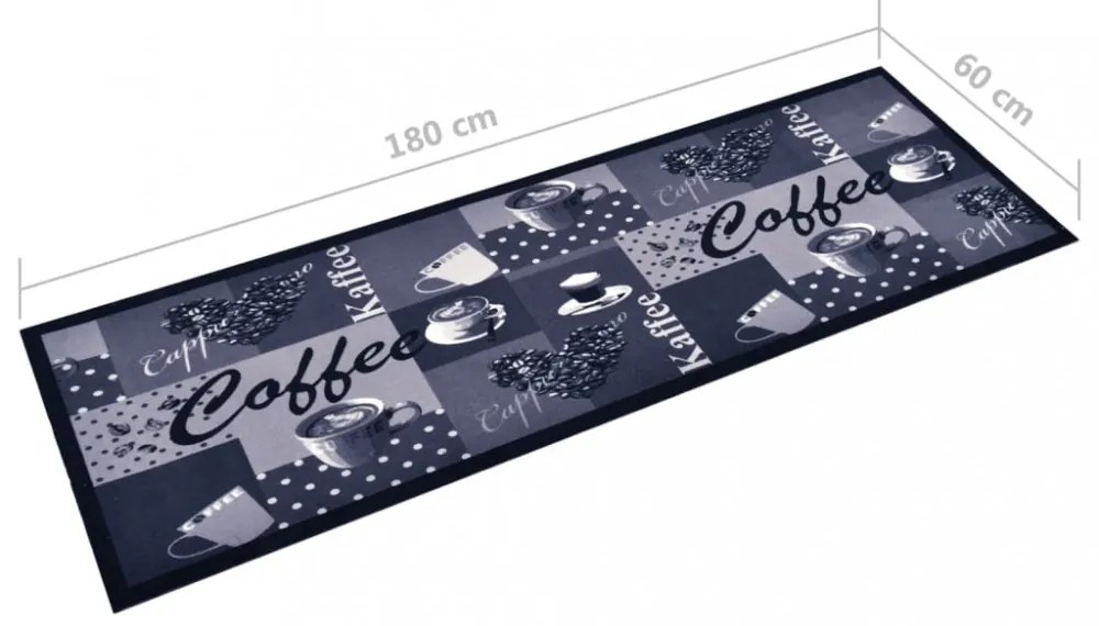 Coffee blue&quot; mintájú mosható konyhaszőnyeg 60 x 180 cm&quot;