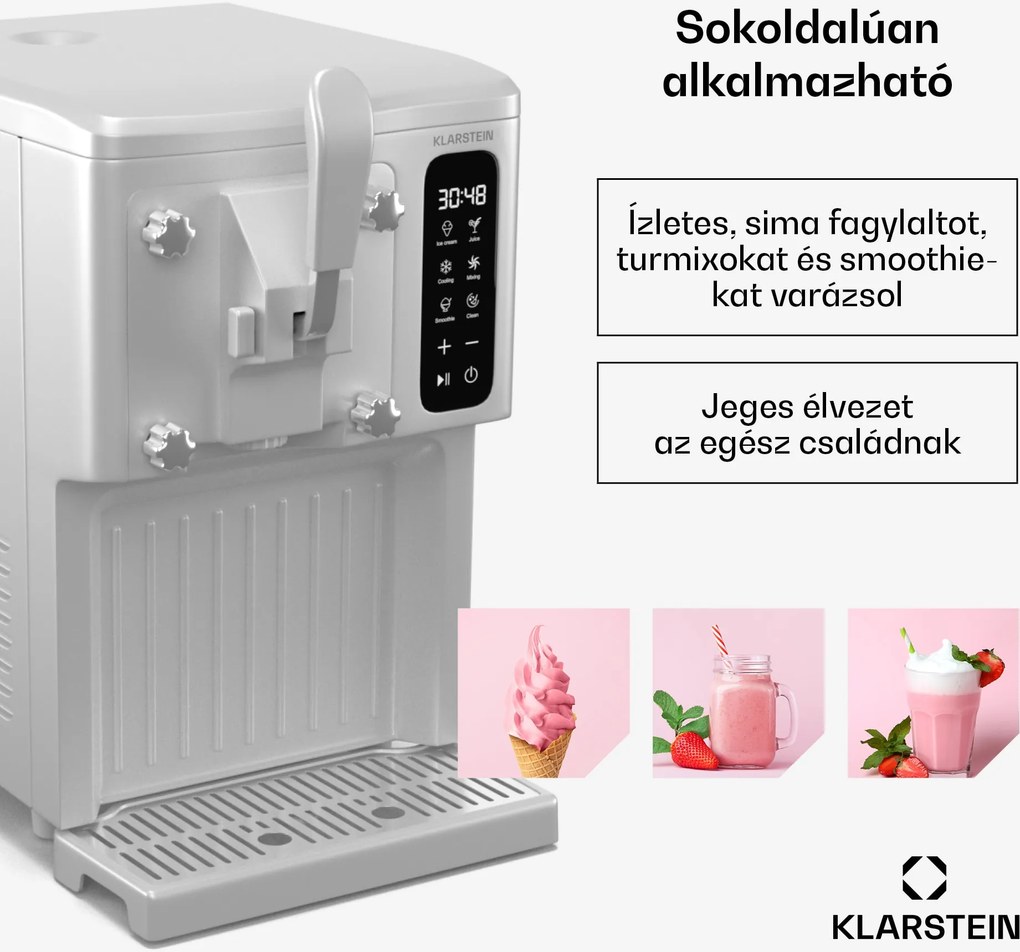 Klarstein SweetSwirl fagylaltkészítő, fagylalt, smoothie és tejkoktélok, automatikus tisztítás