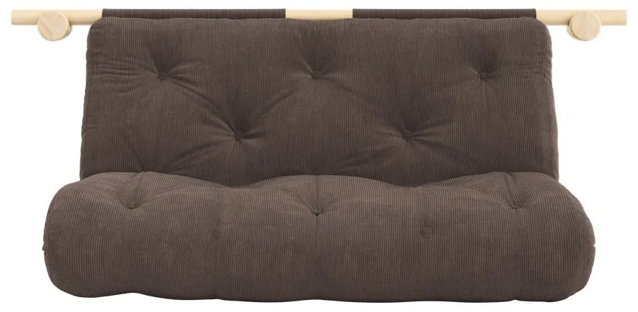 Sötétbarna kordbársony kinyitható kanapé 135 cm Hooked – Karup Design