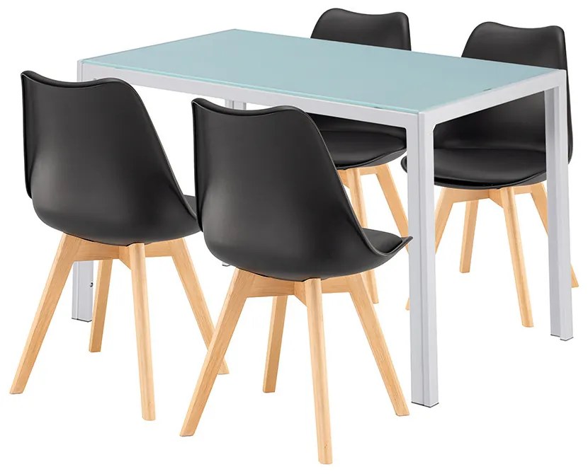 Liva 4+1 étkező garnitúra fehér-fekete