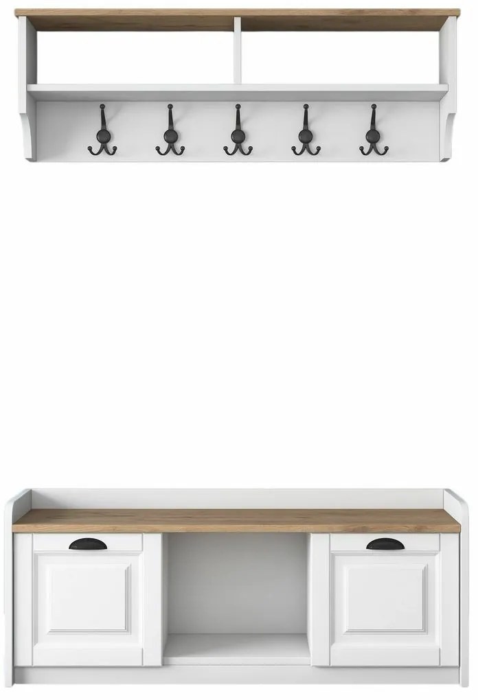 Polo White and Walnut fali akasztó cipőtartóval